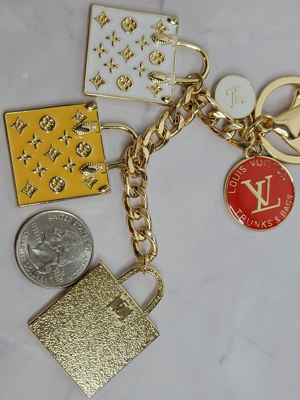 Gold Bag Multi  Charm Keychain & 5 LV Colorful Zip Pulls - Picture 3 of 3